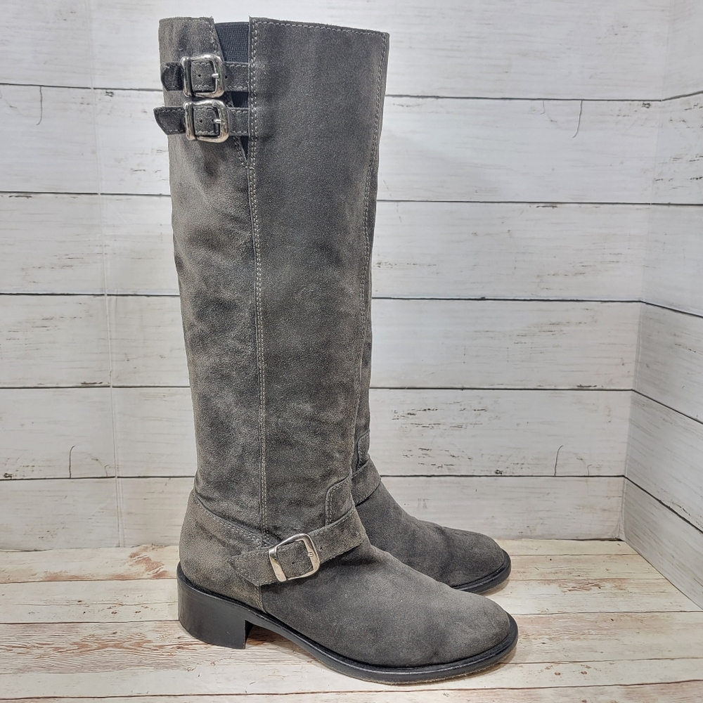 Bettye Muller grey suede tall boots - Picture 4 of 13